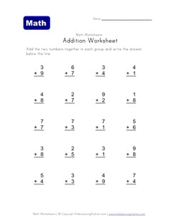 simple addition worksheet 1