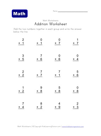 easy addition worksheet 4