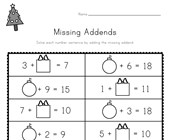 free printable worksheets for kindergarten christmas Christmas Missing Addends Worksheet