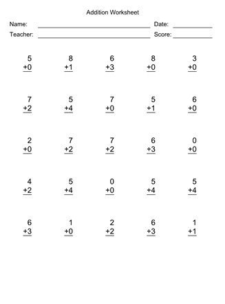 Addition Worksheet With First Addend with 1 Digit, Second Addend with 1  Digit, No Regrouping | All Kids Network