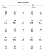 Addition Worksheet With First Addend with 2 Digits, Second Addend with 2 Digits, No Regrouping