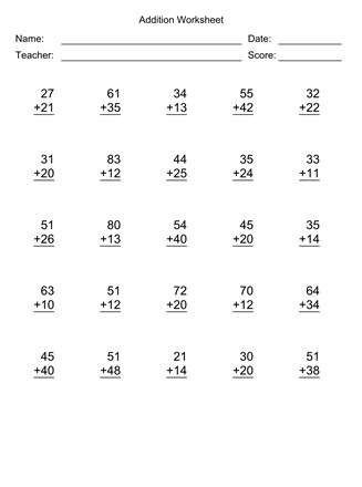 Plants math worksheets 2 digit addition no regrouping