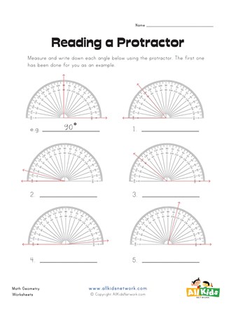 Reading a Protractor Worksheet 1 | All Kids Network