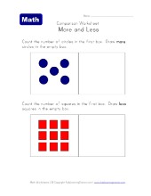 More Less Comparison Worksheet - Version One | All Kids Network