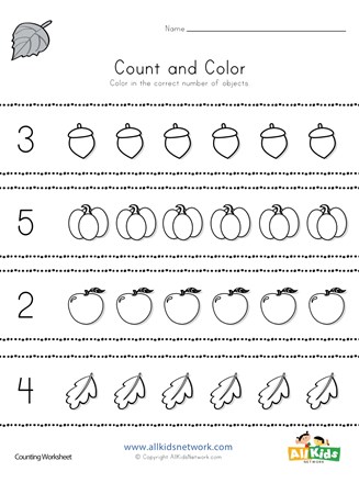 fall count and color worksheet all kids network