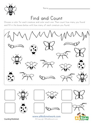 Bug Find and Count Worksheet | All Kids Network
