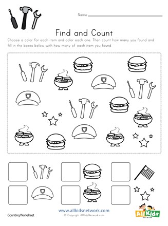 Labor Day Find and Count Worksheet | All Kids Network