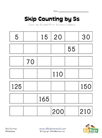 Skip Counting by Fives Worksheet | All Kids Network