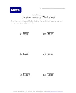 long division worksheet 1