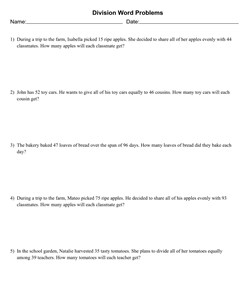 Division Word Problem Generator