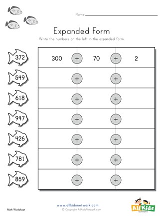 fish expanded form worksheet all kids network