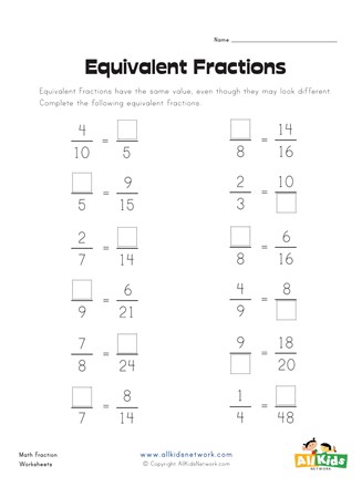Making Equivalent Fractions Worksheet | All Kids Network