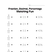 Matching Fractions, Decimals and Percentages Worksheet