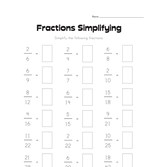 Fractions Simplifying Worksheet