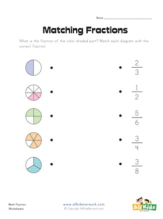 Matching Fractions Worksheet 1
