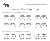 halloween reading worksheets for kindergarten greater than less than picture comparison worksheet