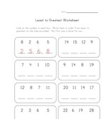 least to greatest worksheet