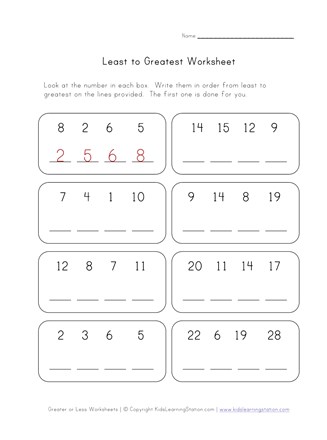 Least to Greatest Worksheet | All Kids Network
