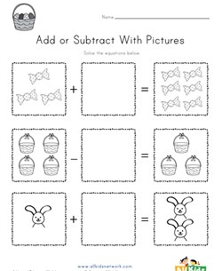 Easter Addition and Subtraction Drawing Worksheet