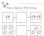 Winter Addition and Subtraction Drawing Worksheet