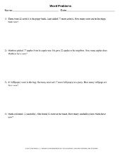 2 Digits Mixed Addition and Subtraction Word Problems Without ...