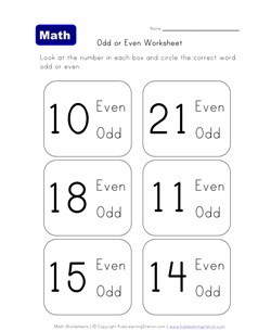 learn even odd worksheet