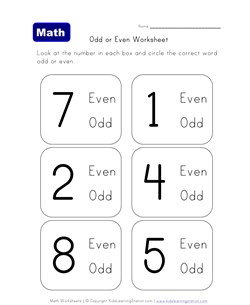 learn even odd worksheet