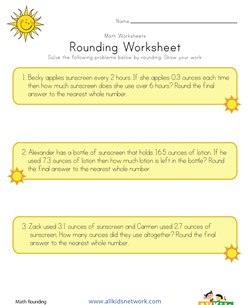 Summer Rounding Worksheet