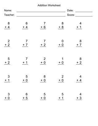 addition worksheets all kids