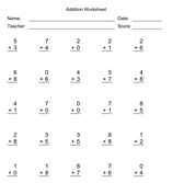 Addition Worksheet With First Addend with 1 Digit, Second Addend with 1 Digit
