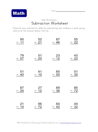 subtraction no borrowing 2