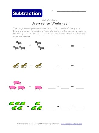 subtraction worksheet