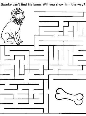 Printable Mazes - Print your Maze Dog Find Bone puzzle
