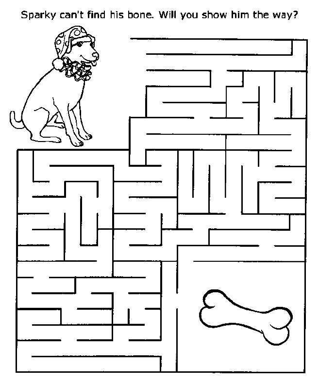 Printable Mazes - Print your Maze Dog Find Bone puzzle