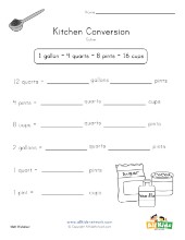 Kitchen Conversion Math Worksheet | All Kids Network