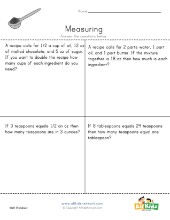 Measuring Cups: Recipe Math Worksheet | All Kids Network