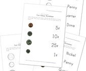 coin names and value worksheets
