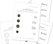 money worksheets beginners coin names and value worksheets