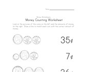 money worksheets beginners money matching worksheet