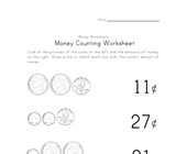 money worksheets beginners match the coins to their value worksheet