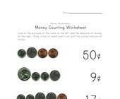 money worksheets beginners money to value matching worksheet