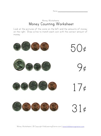 counting money worksheet three of four all kids network