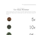coin values worksheet