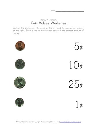 Coin Values Worksheet