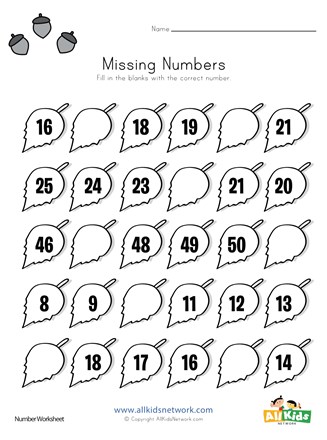 autumn missing numbers worksheet all kids network