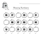 halloween reading worksheets for kindergarten Halloween Missing Numbers Worksheet