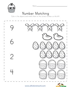 Easter Number Matching Worksheet