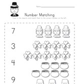 St. Patrick's Day Number Matching Worksheet