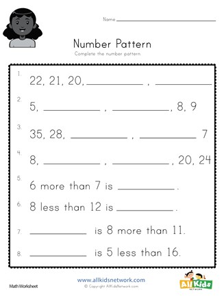 Numbers 1 to 5 Pattern