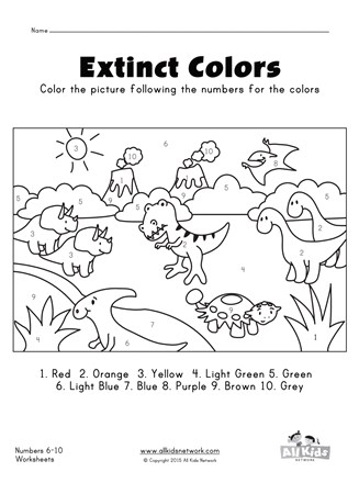 dinosaurs color by number all kids network